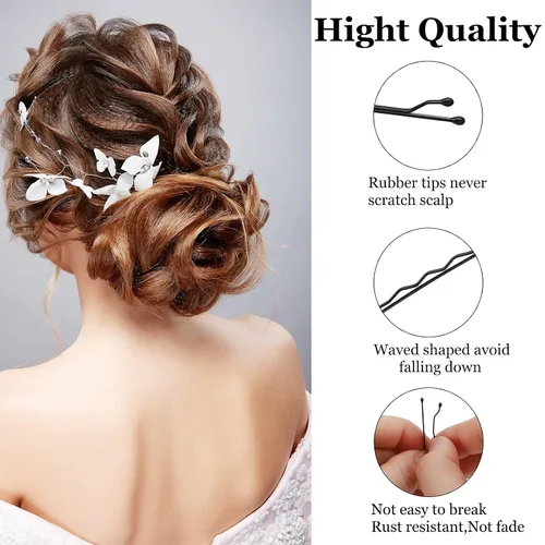 Miniatura 3 de Laicky Bobby Pins, 200 horquillas negras para el cabello con caja para mujeres, damas y niñas, pasador de pelo ondulado invisible, pasador