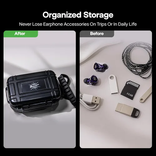 Miniatura 8 de Linsoul Kiwi Ears SONICAP - Estuche impermeable para auriculares, caja de almacenamiento rígida para IEM con forro de EVA, bolsa de transporte dura