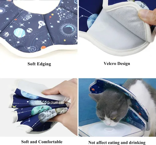Miniatura 3 de Cono suave para gato, collar ajustable de recuperación de mascotas después de la cirugía para evitar lamer heridas, cono protector para el cuello