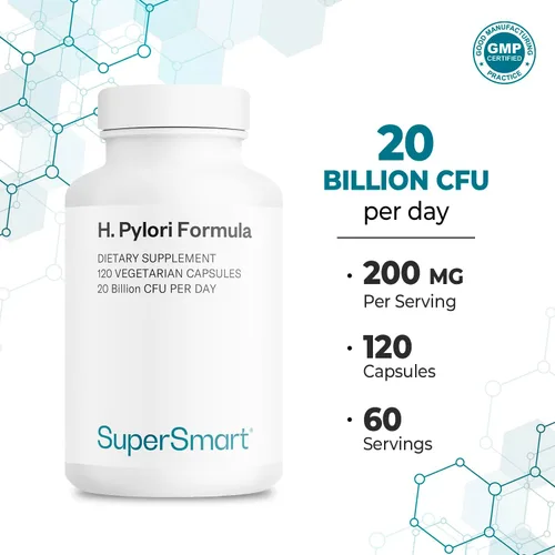 Miniatura 4 de Supersmart - Paquete de fórmula H. Pylori (acción completa) - Probiótico L. Reuteri con goma de mascar Sin OMG y sin gluten - 60 x 2 y 120