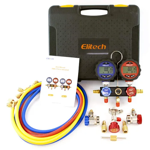 Miniatura 8 de Elitech DMG-3 Manómetro de colector de CA, juego de medidor de presión de refrigerante de 2 vías con mangueras