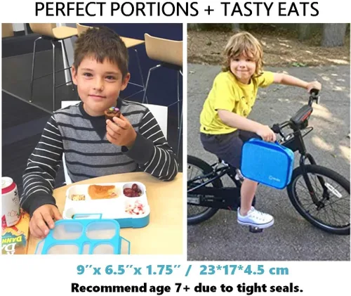 Miniatura 5 de Bento-Box - Juego de lonchera aislada y paquete de hielo. Loncheras, contenedores de bocadillos para niños, niñas y adultos. 6 compartimentos, cajas
