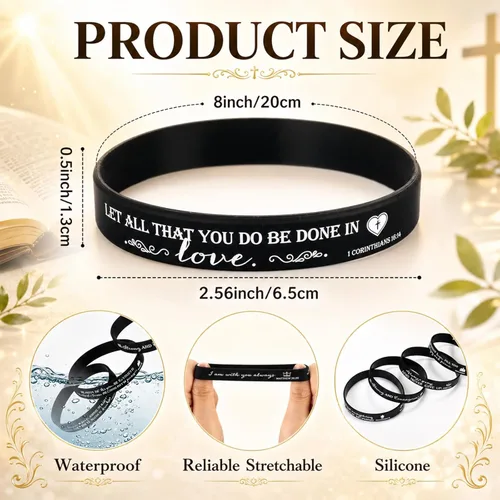 Miniatura 2 de Unittype 240 pulseras cristianas para el día de la madre, pulseras de silicona con versículos de la Biblia, pulseras de goma a granel