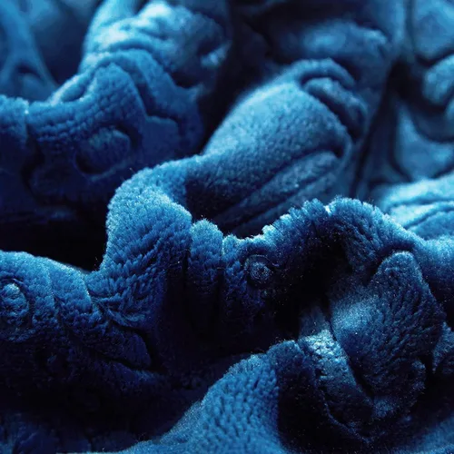 Miniatura 6 de Tache - Manta de sherpa azul, 50 x 60 pulgadas, en relieve, súper suave, cálida, acogedora, esponjosa, color azul oscuro, franela de microforro
