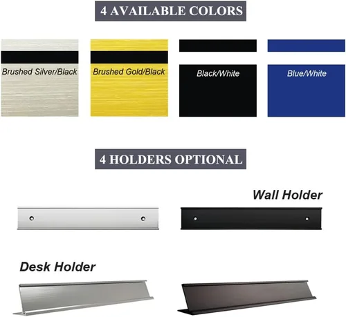 Miniatura 3 de Placa de identificación personalizada con soporte de pared o escritorio letrero de grabado personalizado 1x8