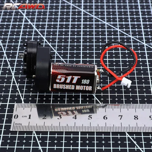Miniatura 5 de RCAWD Cepillo de carbono mejorado 51T (vuelta) motor cepillado de tamaño 180 y carcasa de engranajes centrales de aleación, transmisión ensamblada