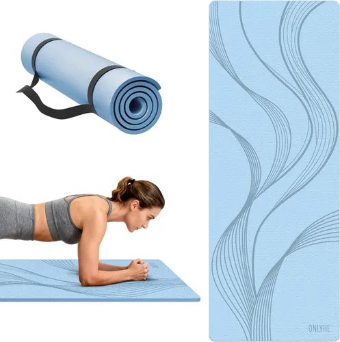Miniatura 8 de Tapete de yoga extra grueso de 8 mm, tapete de ejercicios suave y ligero de TPE con correa, alta elasticidad, antifatiga, tapete antideslizante