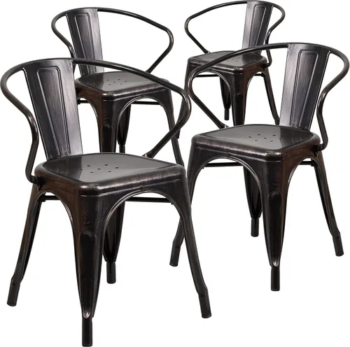 Miniatura 15 de Flash Furniture silla de metal con apoyabrazos, Metal, Negro