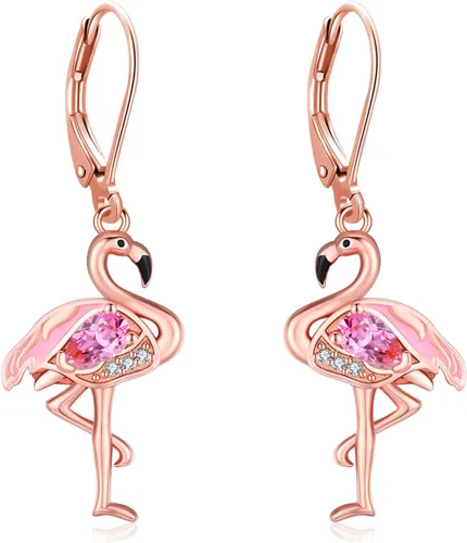 Miniatura 19 de Aretes colgantes de plata de ley con diseño de árbol de la vida, flor, abeja, animales, gato, colibrí, piedra lunar, turquesa, aretes con cierre
