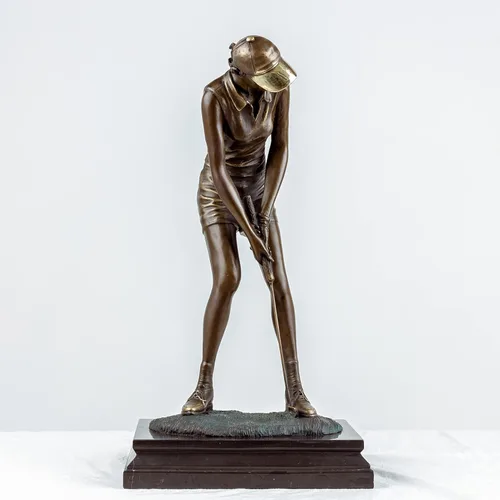 Miniatura 9 de Escultura de golfista Estatua de bronce Estatua de golf Escultura Golfista Decoración Artes Regalos Centro de mesa Estatua del hogar Chica golfista