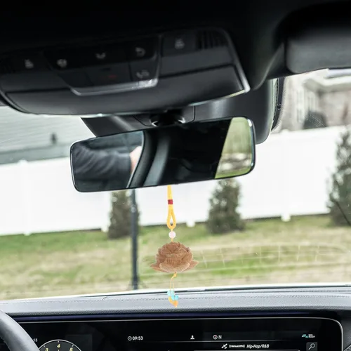Miniatura 3 de ULTNICE Colgante colgante de madera de loto para automóvil, 8.66 pulgadas, flor de loto, llavero para bolsa de coche, adorno decorativo