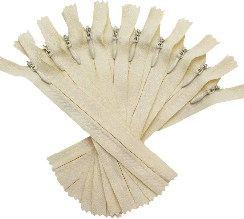 YaHoGa 10 cremalleras invisibles de 4 pulgadas ocultan cremalleras para costura, vestidos, prendas, ropa, almohadas, sastres, manualidades (beige, 4