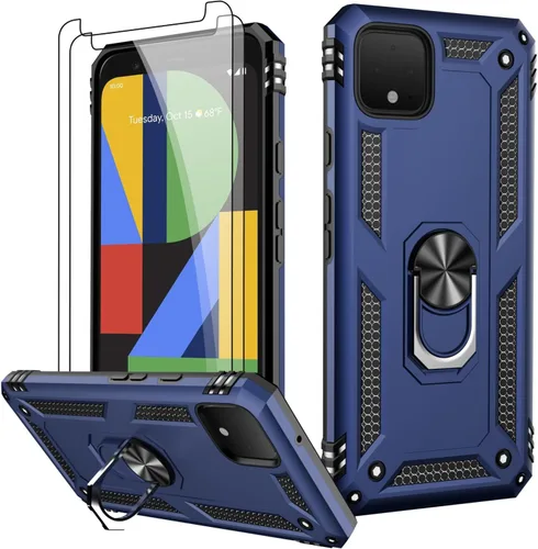 Miniatura 99 de LUMARKE Funda para Google Pixel 5 con protector de pantalla, pasa 16 pies, probada en caídas, grado militar, con soporte de anillo magnético, Rojo