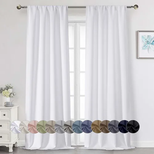 Miniatura 76 de Cortinas opacas para dormitorio, sala de estar, juego de 2 paneles de 54 pulgadas de largo, cortinas de oscurecimiento de habitación con aislamiento