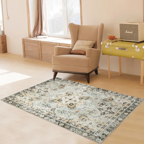 Miniatura 15 de Asrug Alfombra de pasillo de 2 x 7, lavable para pasillos, antideslizante, cocina, baño, lavandería, alfombra de pasillo vintage, alfombra suave