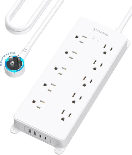 Miniatura 11 de TROND - Alargador de corriente con protector contra sobretensiones, 4000 J, certificado ETL, 10 salidas ampliamente espaciadas con 2 USB A y 2 USB