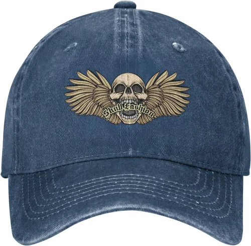 Miniatura 2 de Cowboy Hat Trendy Hats for Man and Women Djustable Four Season Outdoor Baseball Cap of Hell Skull with Angel Navy Blue