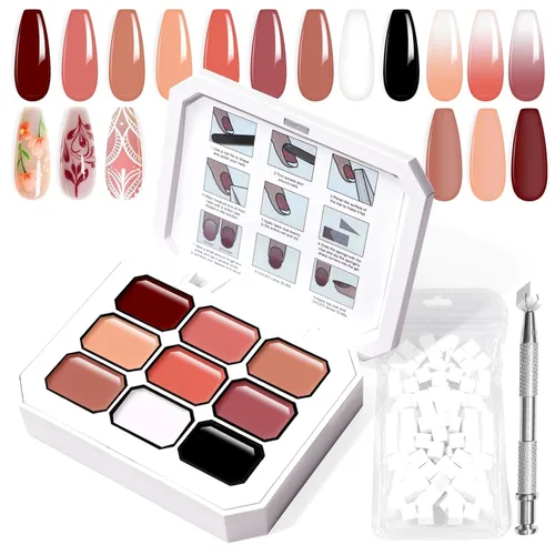 Miniatura 37 de Juego de esmaltes de gel con gradiente, 9 colores ombre, esmalte de gel para uñas rojo, marrón, azul claro, rosa, esponjado para pigmento, Pat Aura