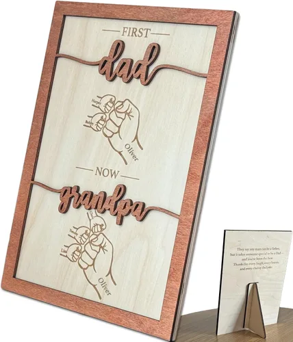 Marco personalizado First Dad Now Grandpa – Regalos para el Día del Padre para el abuelo de parte de los niños – Regalo de papá primerizo – Placa de