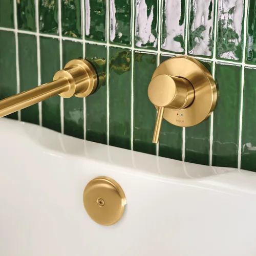 Miniatura 2 de Moen Align WT391BG - Grifo de bañera de un solo mango dorado cepillado con alcance de boquilla de 10 pulgadas, relleno de bañera de alto flujo