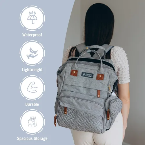 Miniatura 3 de Mochila para pañales para bebé, cambiador adicional, gran capacidad, puerto USB, funda para chupete, mosquitera y bolsa de toallitas Elegante