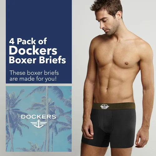 Miniatura 2 de Dockers Calzoncillos tipo bóxer de microfibra para hombre, paquete de 4