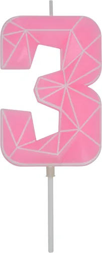 Miniatura 178 de DERVENTA Velas de cumpleaños con números grandes, 3D, color rosa, 3.7 pulgadas, decoración para tartas de fiesta, 1 pieza (número 3 rosa)