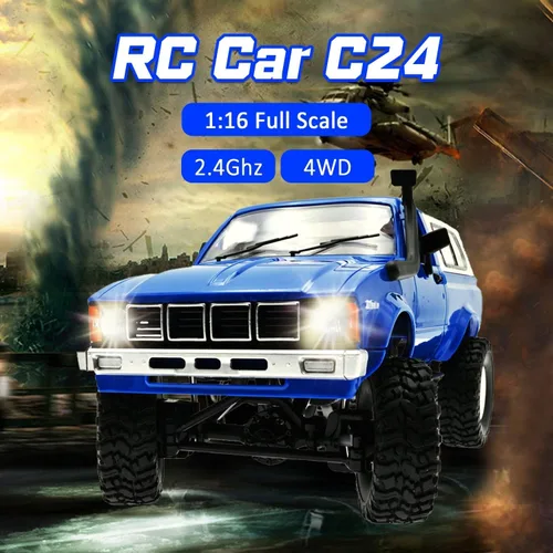 Miniatura 3 de WPL C24 1/16 RC Rock Crawler 4x4 Camión con 3 Baterías Mejoradas de 1200mAh, Control Remoto de 2.4GHz, Todoterreno, Camioneta Pick-up RTR para Wpl