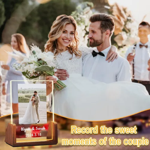 Miniatura 6 de Regalos personalizados de San Valentín para parejas, para él, su novio, novia, marco de fotos iluminado con nombre de foto, aniversario, cumpleaños