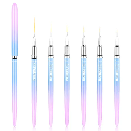 Miniatura 9 de Cepillo delineador para uñas, 6 pinceles finos para arte de uñas, cepillo profesional para detalles de uñas para esmalte de gel, tamaños