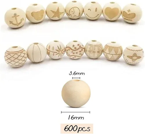 Miniatura 20 de 100 cuentas de madera natural de 0.984 in, cuentas espaciadoras de madera sin terminar de 1 pulgada, bolas redondas para hacer manualidades