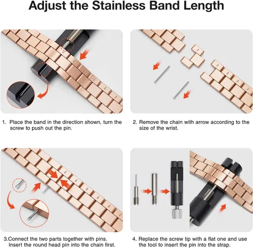 Miniatura 5 de Correa fina compatible con Apple Watch de 40mm, 38mm, 42mm, 44mm, de acero inoxidable de alta calidad de repuesto, ajustable, para iWatch Series