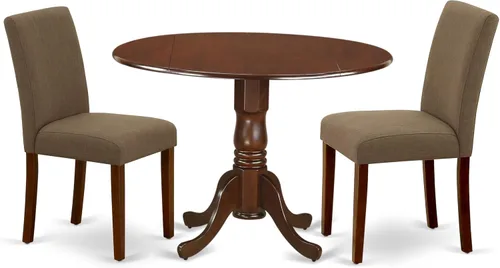 Miniatura 21 de East West Furniture DLAB3-BLK-06 - Juego de comedor de 3 piezas para espacios pequeños, contiene una mesa de comedor redonda con Dropleaf y 2 sillas