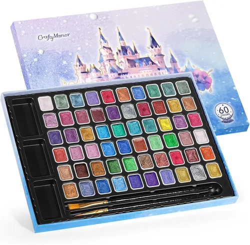 Miniatura 14 de CraftyManor Mini Juego de Pintura de Acuarela Cambiante de Silvicultura, 40 Pinturas de Acuarela Cambiantes de Color, Pinturas de Acuarela Metálicas