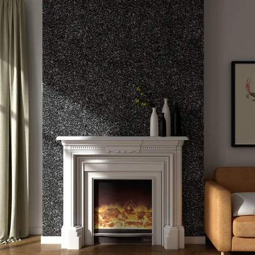 Miniatura 4 de Decotalk Papel tapiz con purpurina para despegar y pegar, papel de contacto con lentejuelas negras de 17.7 x 120 pulgadas, papel tapiz negro