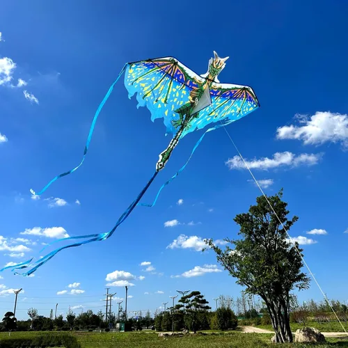 Miniatura 4 de Mint's Colorful Life Cometa de dragón para niños y adultos, fácil de volar, las mejores cometas de playa para principiantes, cuerda de cometa de 300
