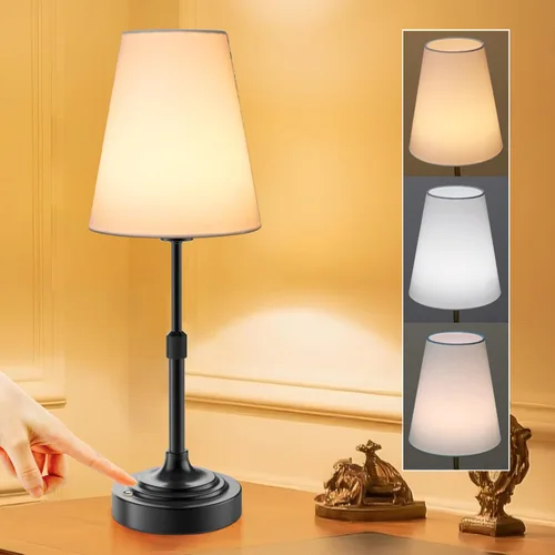 Lámpara de mesa inalámbrica portátil, batería recargable incorporada, temperatura de color 2700-6000k, totalmente regulable, escalable, luz Negro