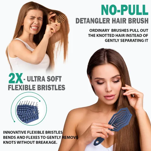 Miniatura 5 de Fiora Naturals Cepillo desenredante para el cabello, 100% biológico, cepillo desenredante con cerdas ultrasuaves, se desliza a través de los enredos