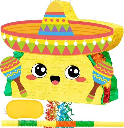 Miniatura 27 de WERNNSAI - Piñata de sirena plegable, piñata de cumpleaños con flecos que incluye cuerda para jalar, venda y bate. Decoraciones