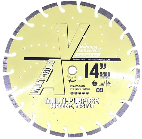 Miniatura 13 de Virginia Abrasives 425-08408 - Hoja de diamante de hormigón de uso general UV de 9 pulgadas - Cortador húmedo y seco para hormigón/asfalto