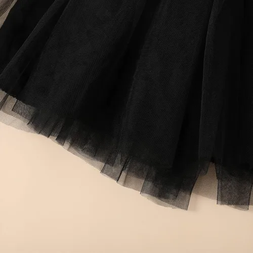 Miniatura 6 de Vestido de princesa de tul de malla de tul de manga larga para niños pequeños (naranja, 2-3 años)