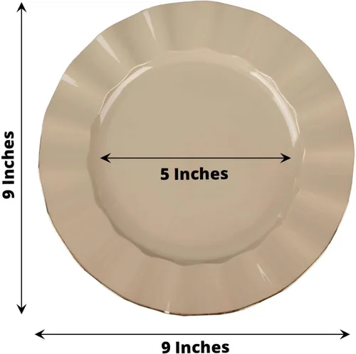 Miniatura 62 de Tableclothsfactory Paquete de 10 platos redondos de plástico negro de 6 pulgadas para ensalada de postre, platos desechables con borde ondulado