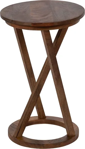 Kate and Laurel Aja - Mesa auxiliar moderna de 15 x 15 x 23 pulgadas, color marrón nogal; mesa decorativa de madera geométrica moderna para