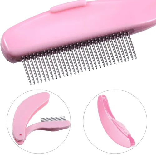 Miniatura 3 de Paquete de 4 peines plegables para pestañas, dientes metálicos de acero inoxidable, separador de cejas, peine aplicador de maquillaje para pestañas