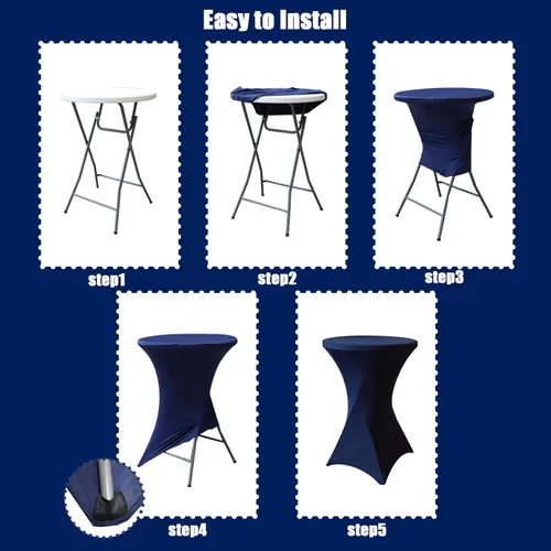 Miniatura 6 de SUNTQ Cubierta para Mesa de Cóctel 32x43, Mantel de Mesa de Cóctel Ajustado de Spandex Negro, Mantel de Mesa Alta Redonda Elástico para Fiestas