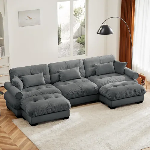 Miniatura 57 de Otomana beige para sofá modular modular, sofá individual, asiento otomano para sofá modular convertible, sofás de terciopelo para sala de estar