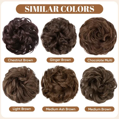 Miniatura 3 de CJL HAIR - Extensión de cabello grueso, ondulado o rizado, sintético, tipo cola de caballo o rodete desordenado, grande, para recoger el cabello