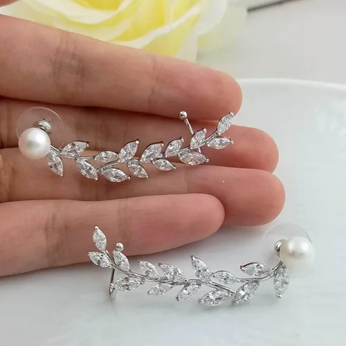Miniatura 3 de SELOVO Pendientes envolventes con forma de oruga para orejas perforadas en tono oro rosa/tono plateado para orejas perforadas