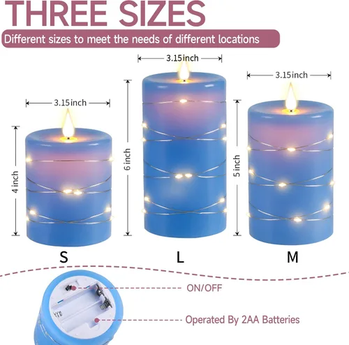 Miniatura 8 de Upinmz Velas parpadeantes sin llama con cadena de luces integradas, velas que funcionan con pilas con control remoto y temporizador, velas LED
