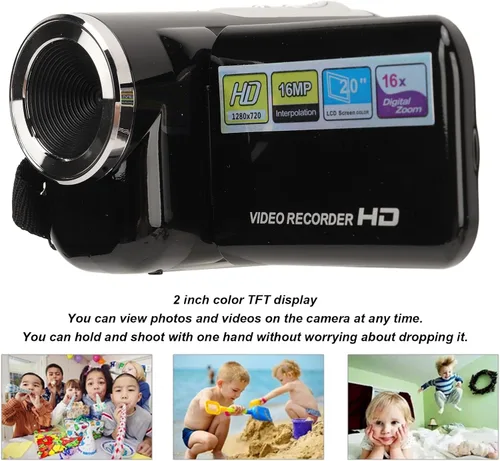 Miniatura 3 de ASHATA Cámara digital portátil 1080P HD 16MP, videocámaras de video con zoom 16x, pantalla LCD de 2 pulgadas, temporizador automático, grabación